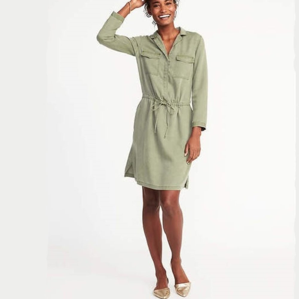 Old Navy Tencel Midi Utility Shirt Dress  XL